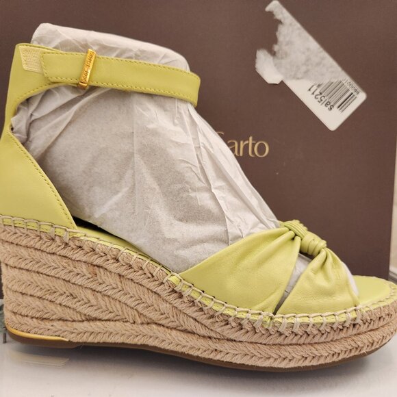 Franco Sarto "Clementine" Green Leather Wedge Sandals. NIB. Size 9 - Picture 1 of 10
